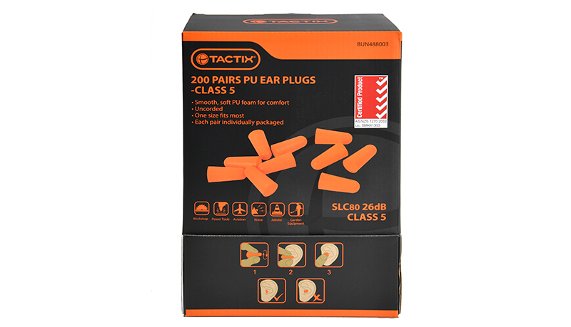 Tactix 200 Pairs PU Ear Plugs Class 5